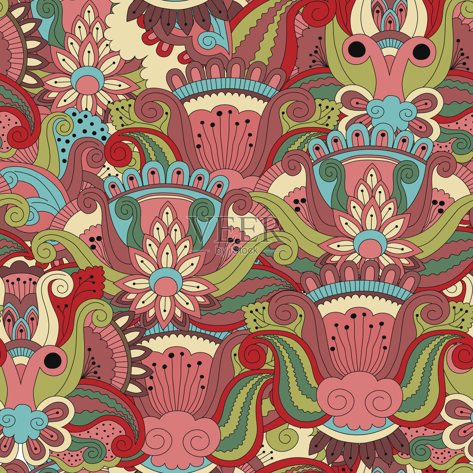 无缝模式。古典装饰元素。伊斯兰，阿拉伯，印度，奥斯曼帝国的主题。插画图片素材