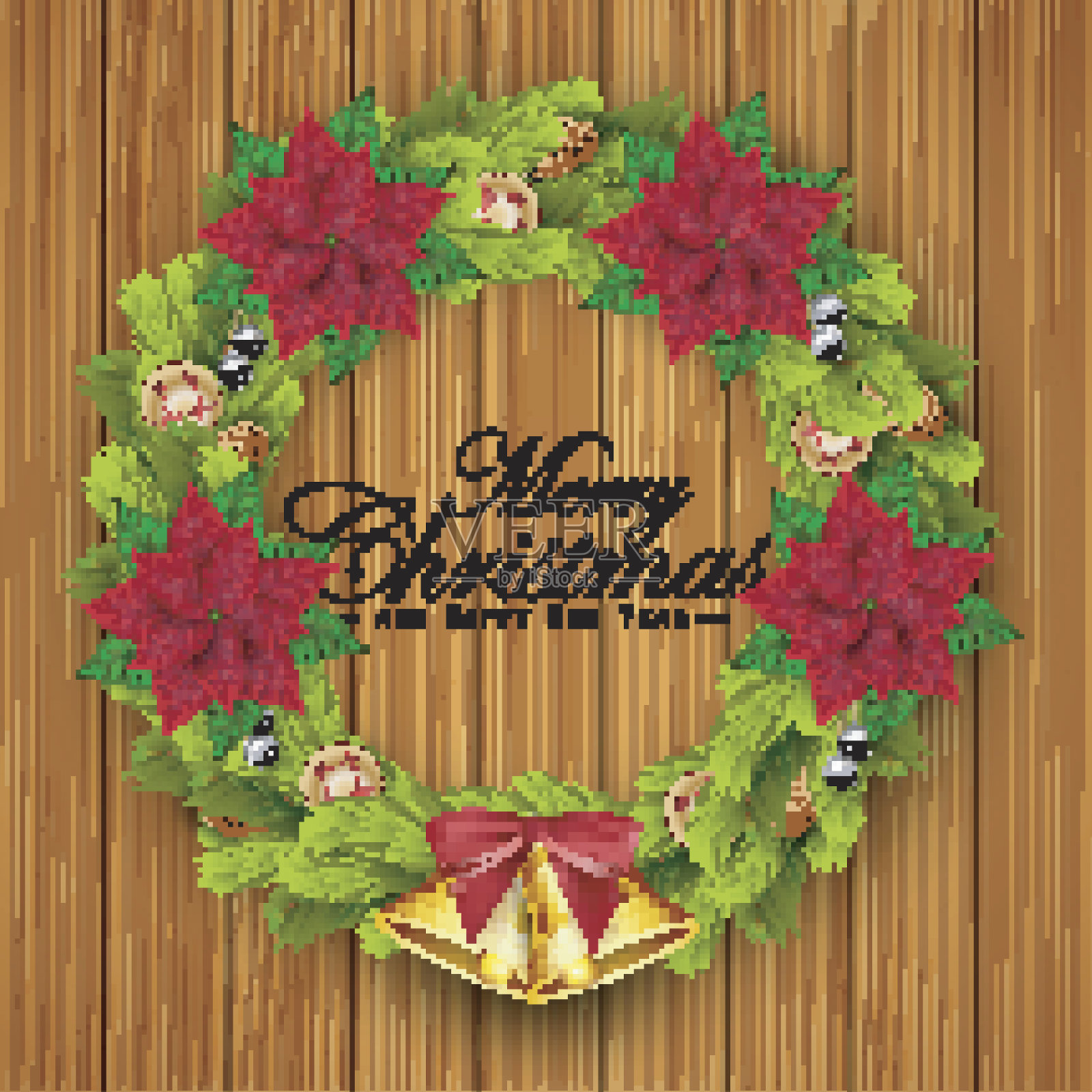 圣诞花环的背景插画图片素材