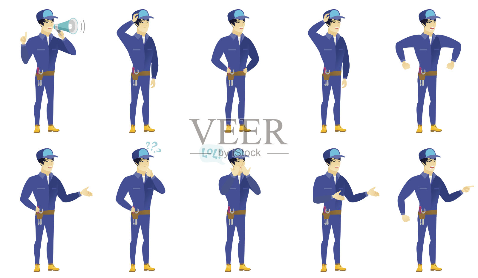 机制角色的向量集插画图片素材