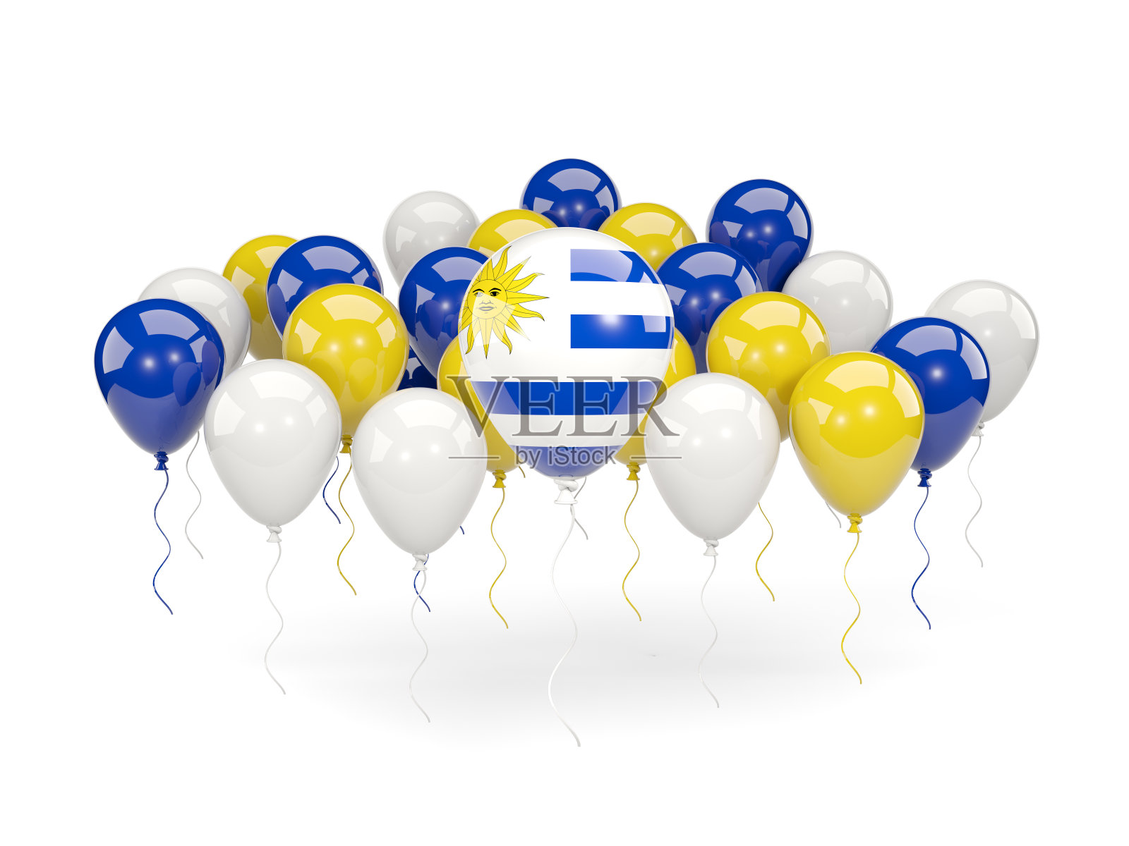 带有气球的乌拉圭国旗照片摄影图片