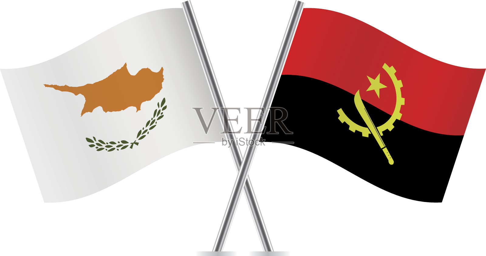 塞浦路斯和安哥拉国旗。向量。插画图片素材