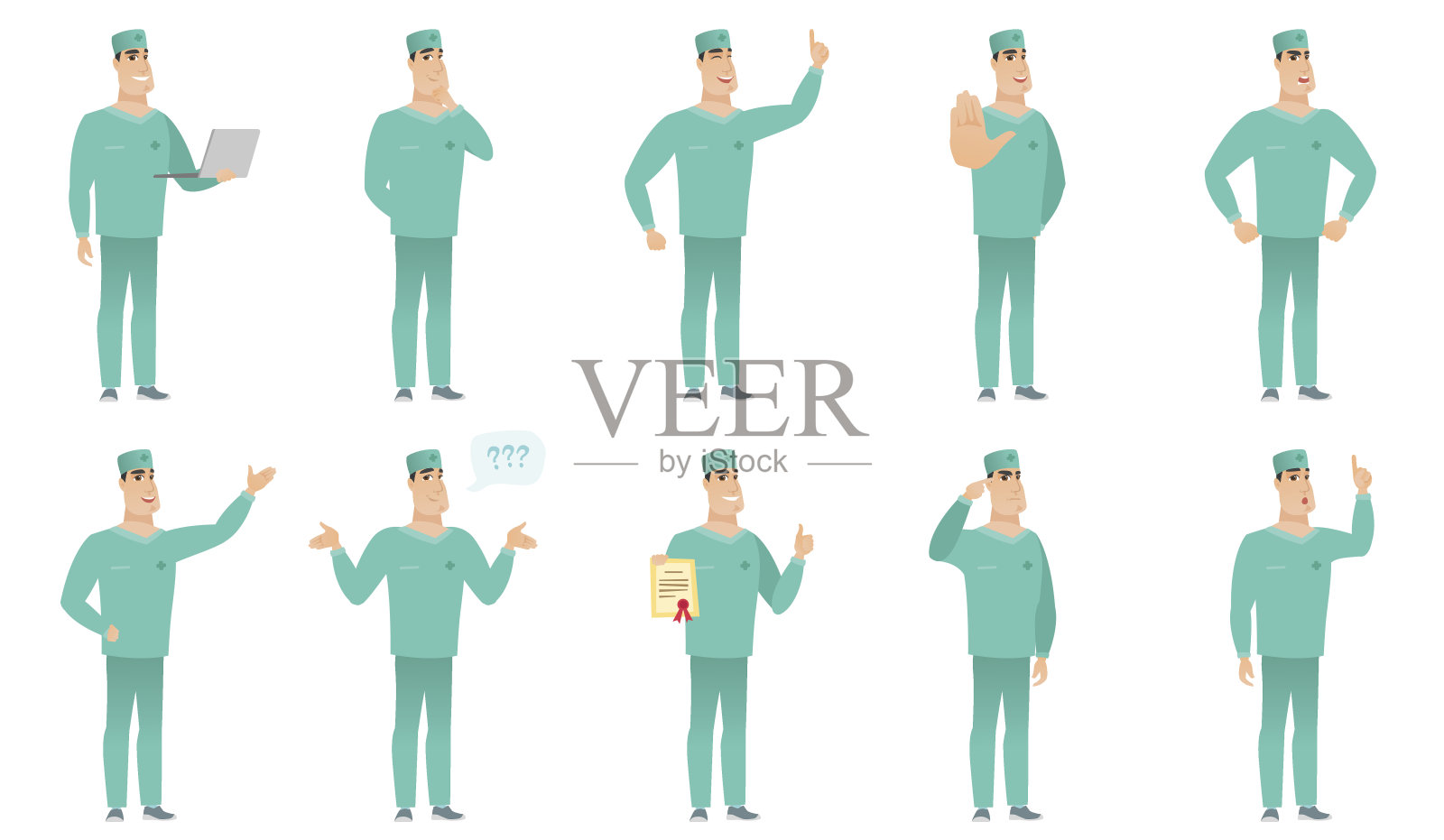 外科医生字符的向量集插画图片素材