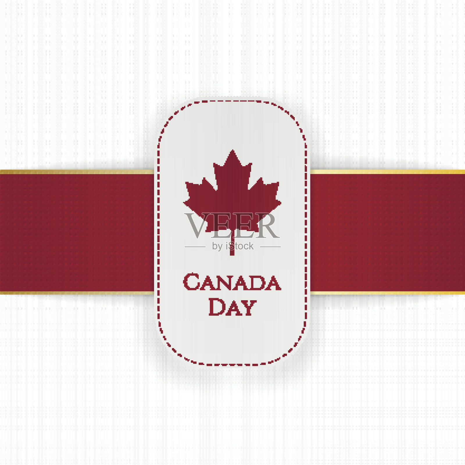 加拿大日纸标签与红丝带插画图片素材