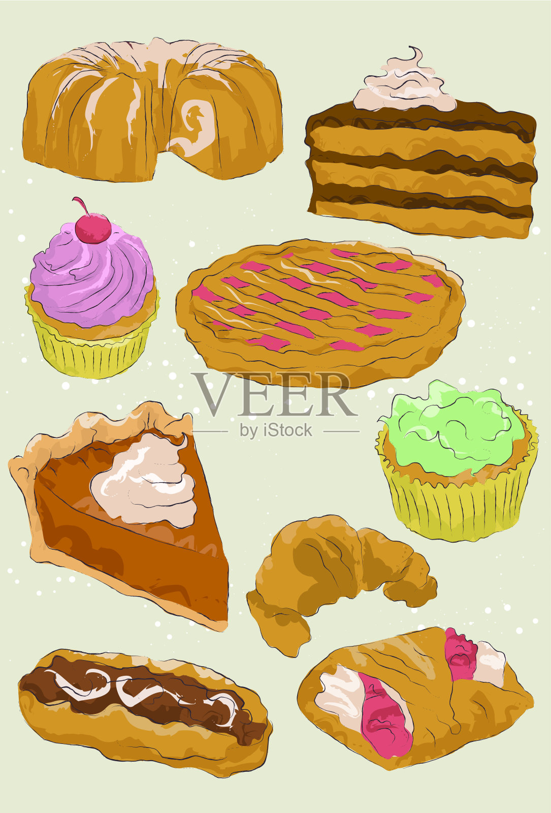 手绘甜点系列设计元素图片
