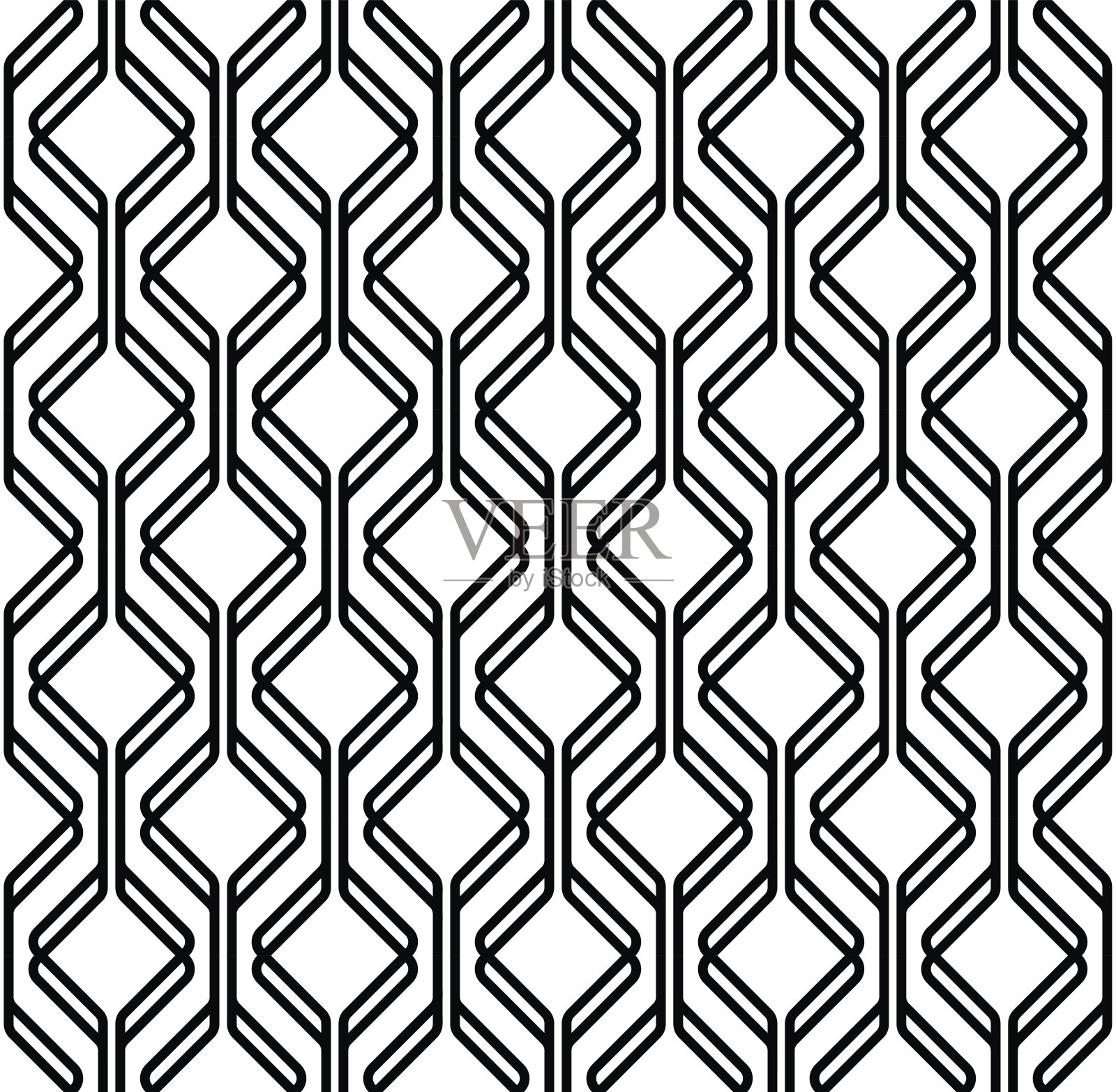 黑白几何图案无缝带线。插画图片素材