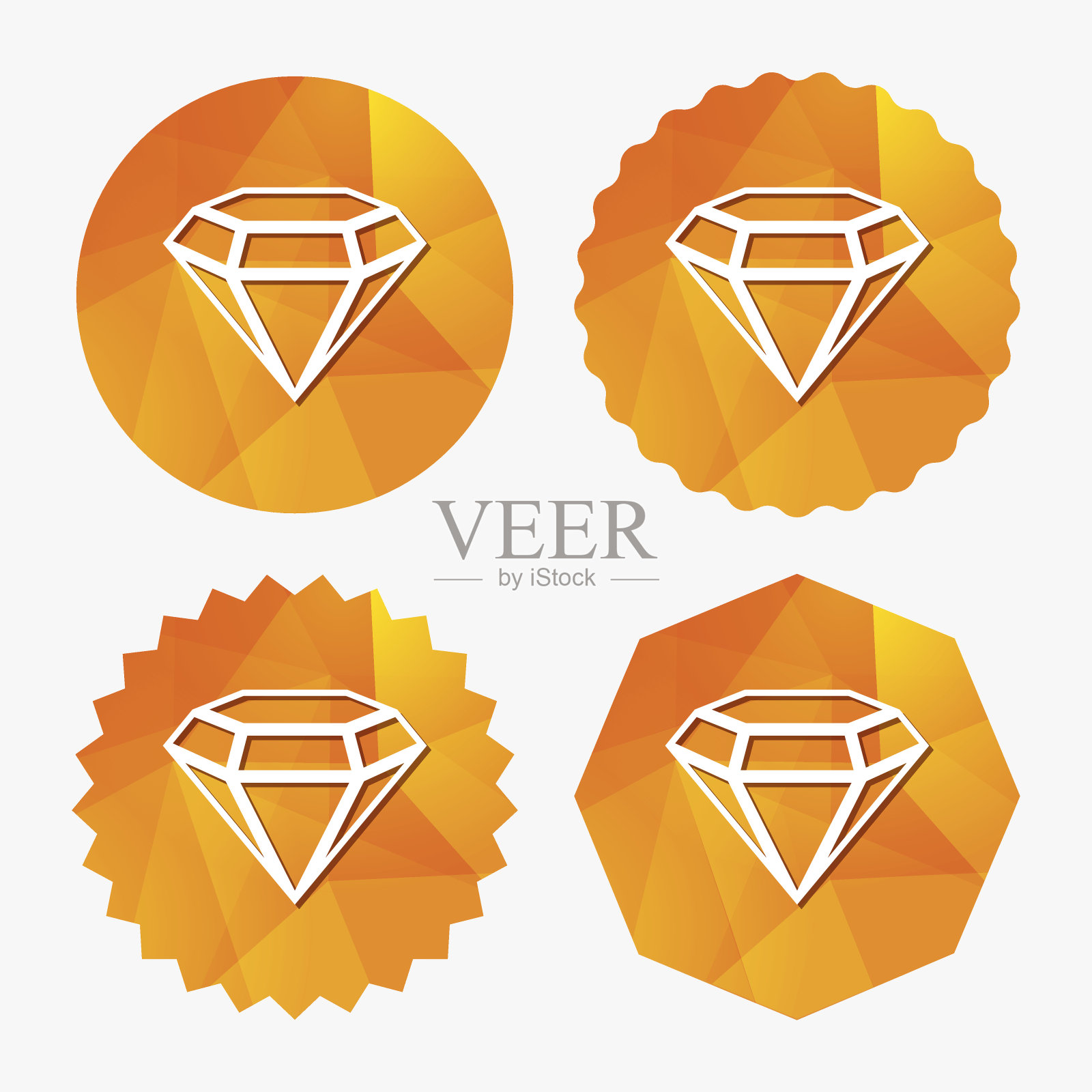 钻石标志图标。首饰的象征。宝石石头。插画图片素材