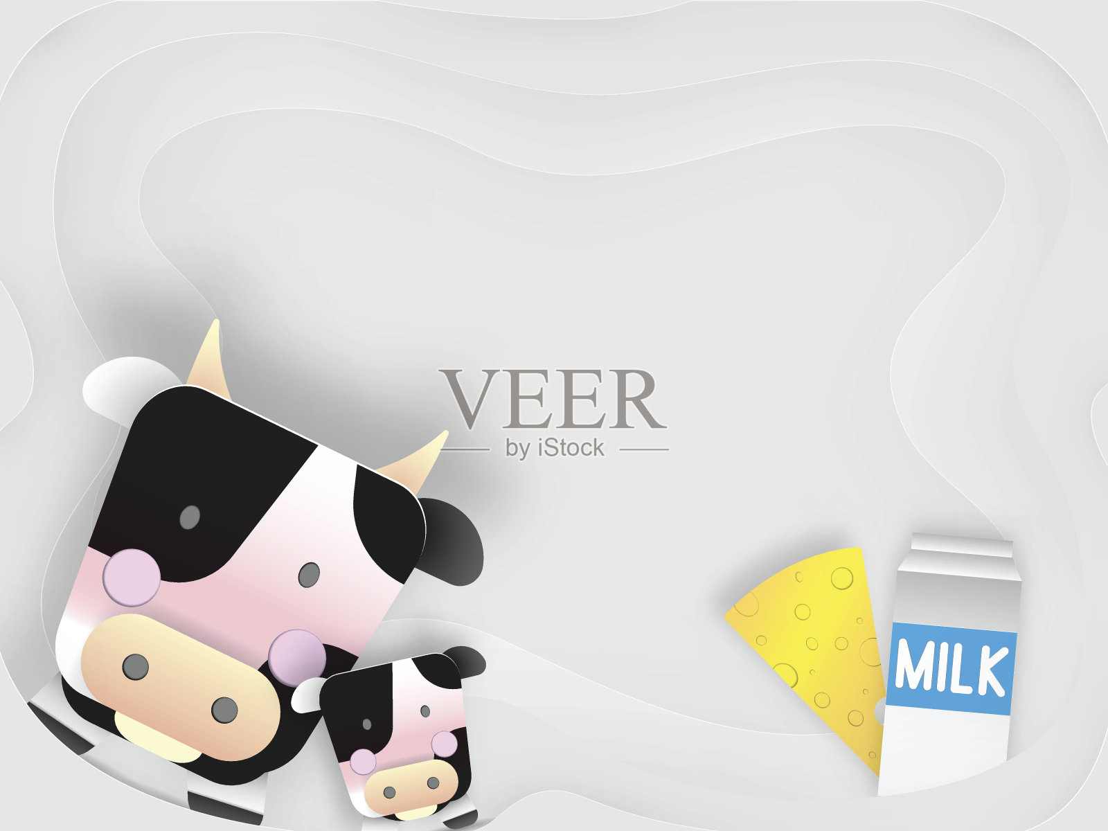 可爱的卡通插图的一头牛插画图片素材