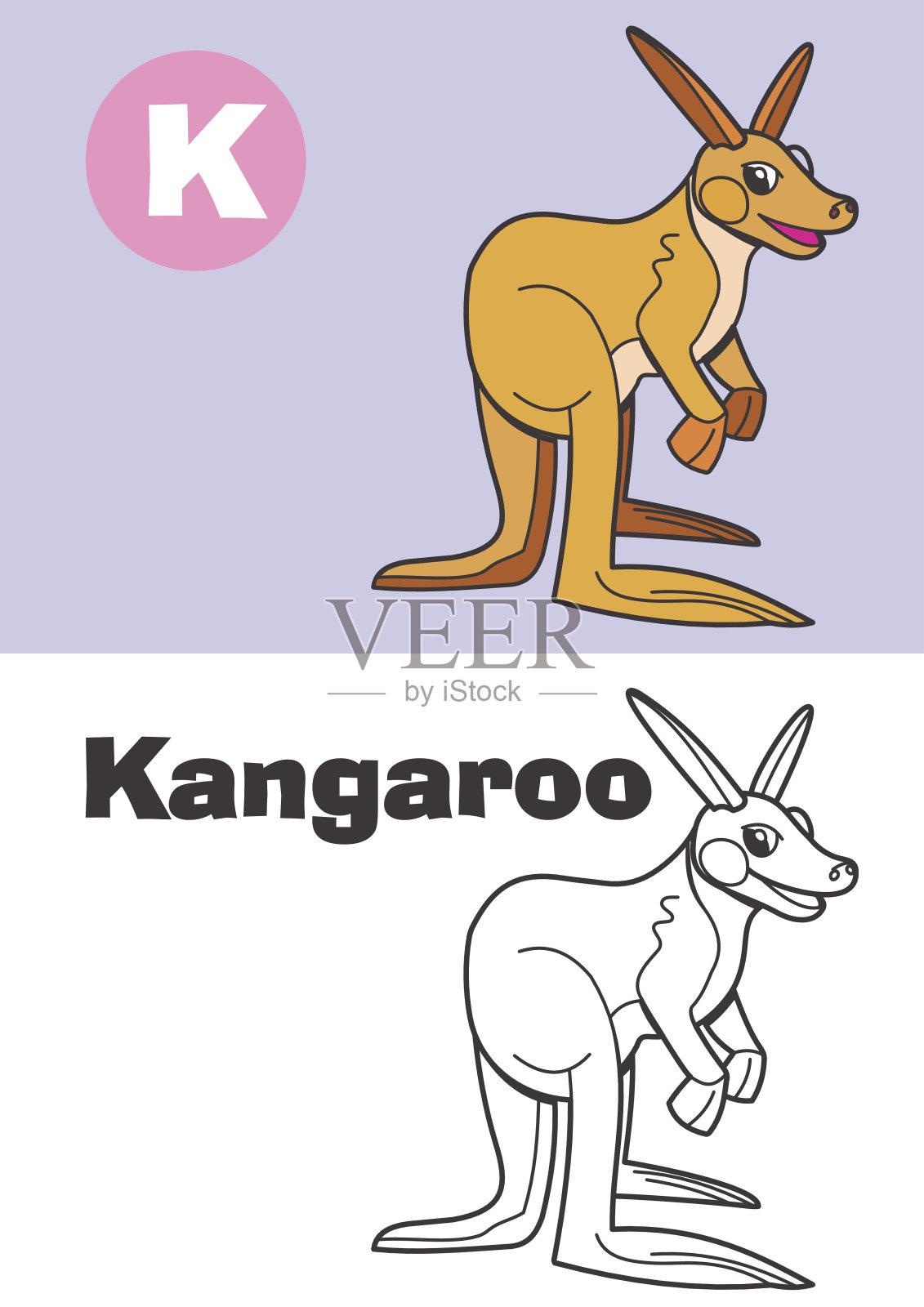 为儿童着色袋鼠-有趣的插图插画图片素材