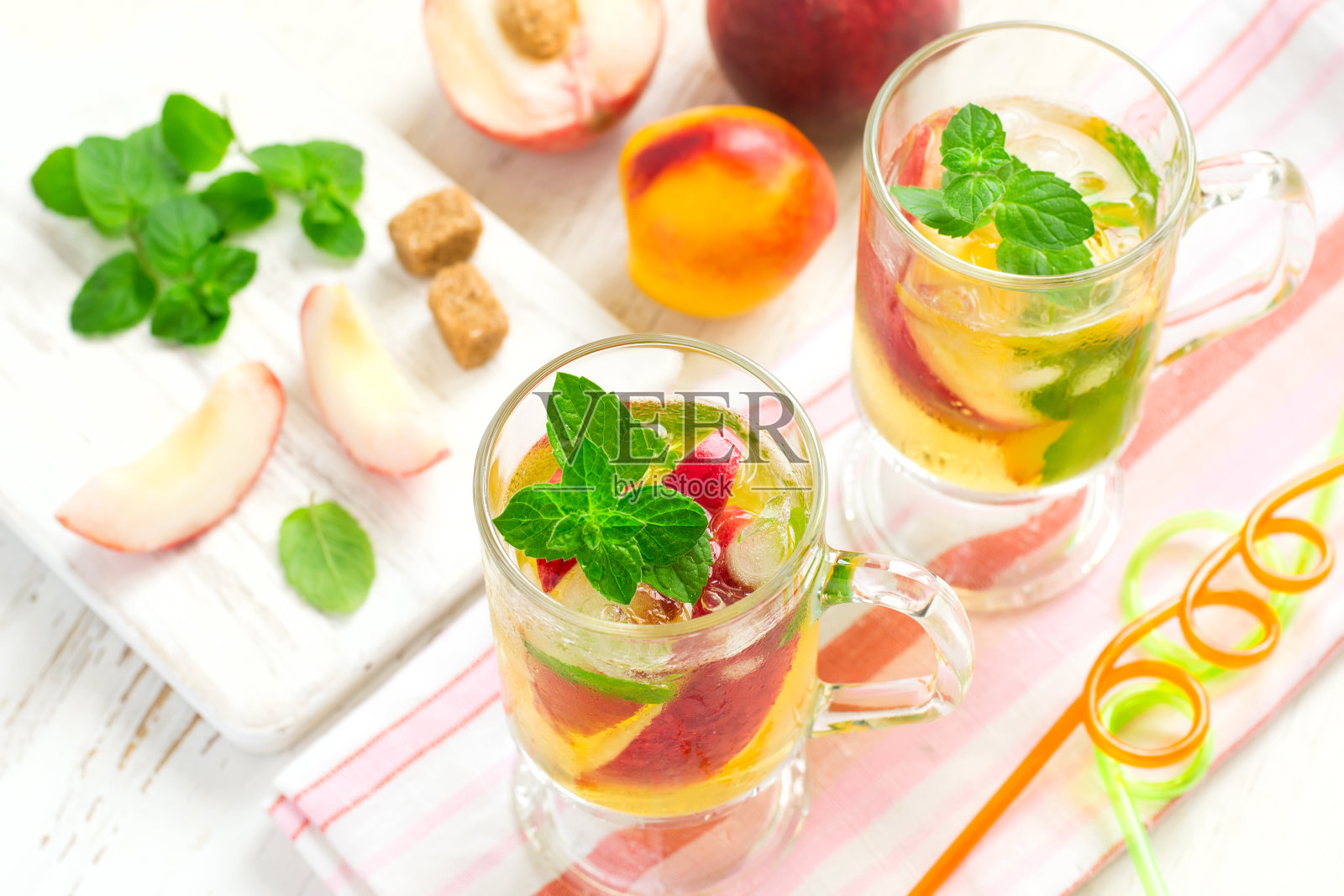 桃子冰茶的配料，选择性重点照片摄影图片