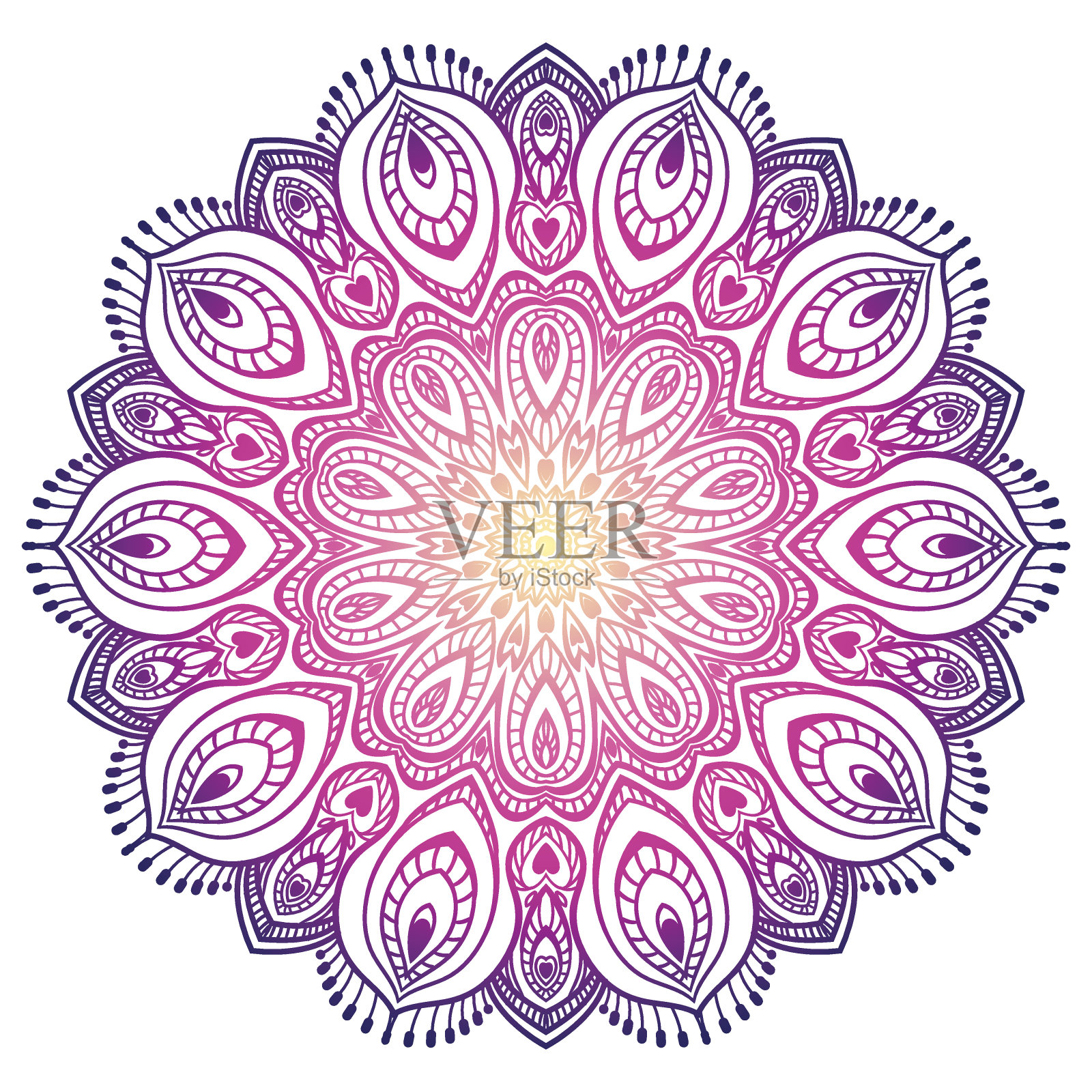 向量美丽的曼荼罗。插画图片素材