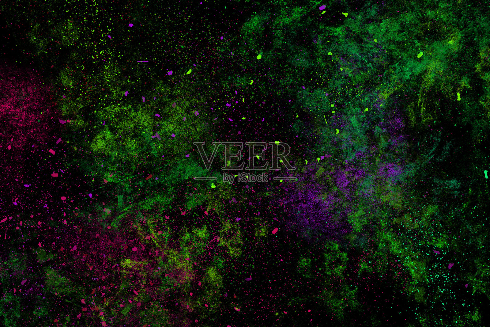 彩色抽象粉末爆炸在黑色背景上照片摄影图片