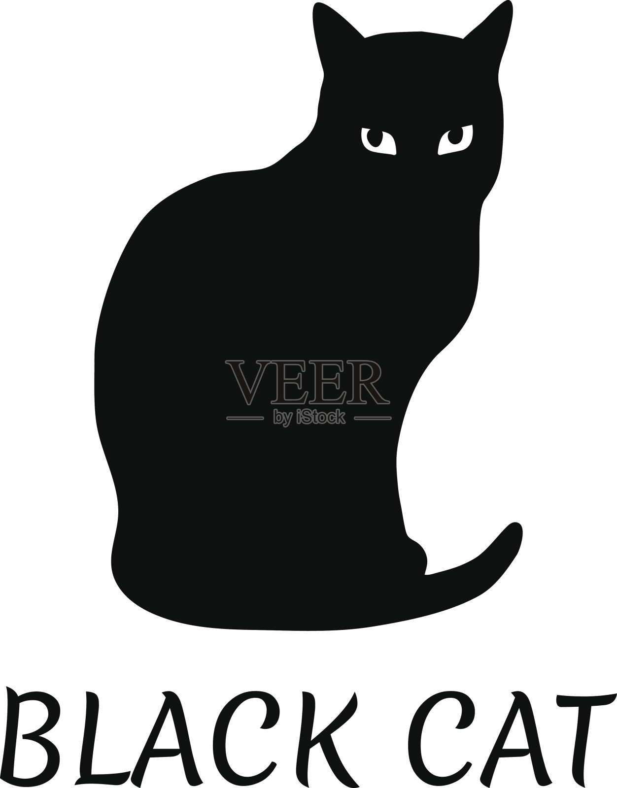 白底上黑猫的剪影。矢量插图。插画图片素材