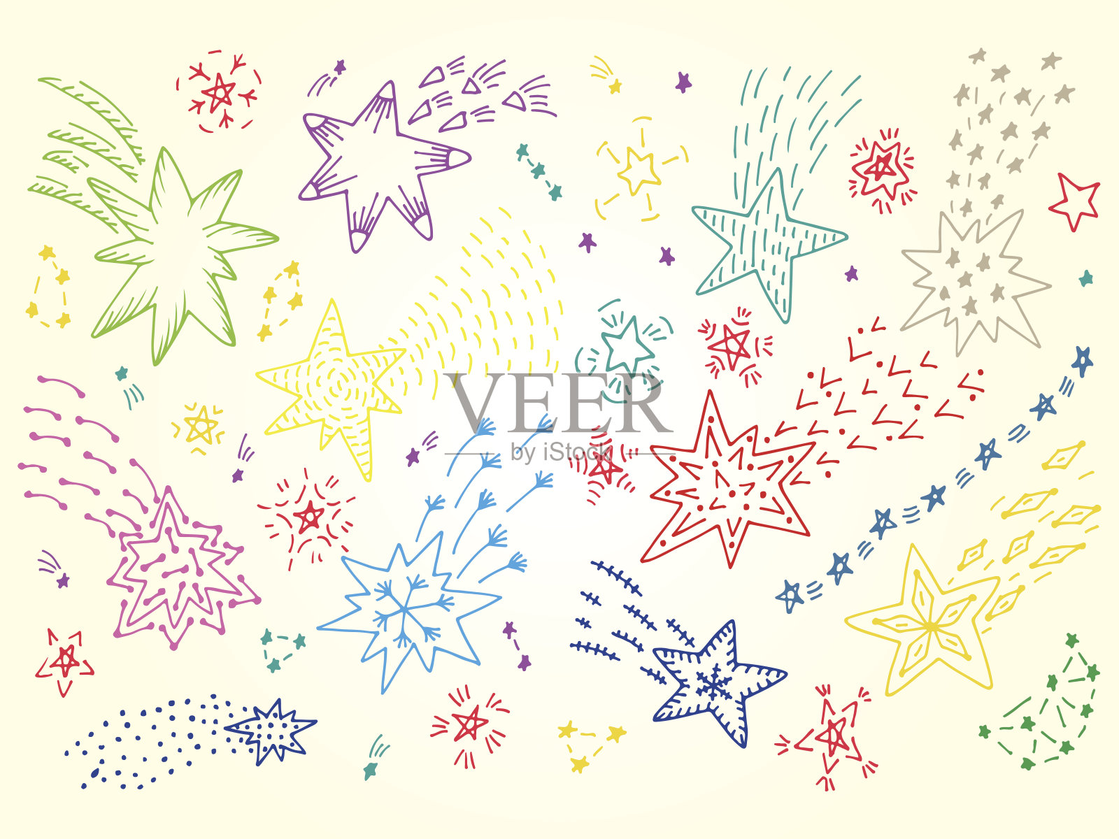 矢量集手绘涂鸦星星插画图片素材