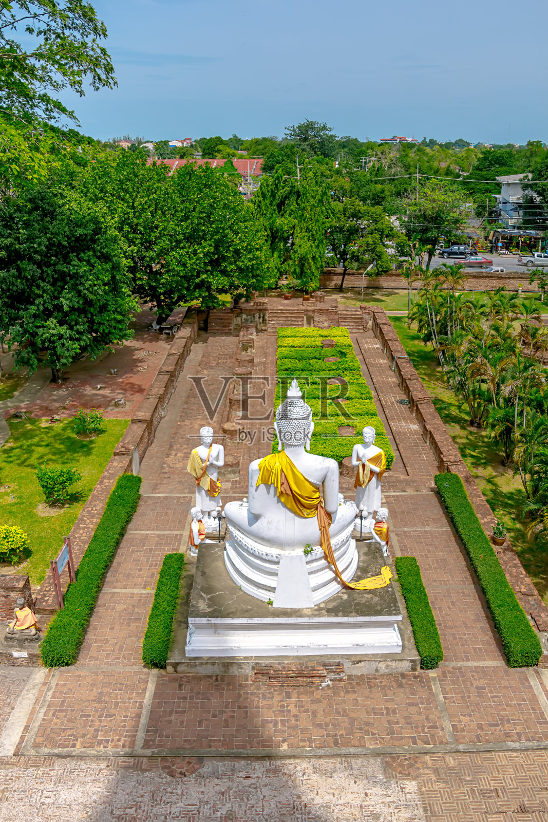 大城府历史公园Yai Chaimongkol的佛像，照片摄影图片
