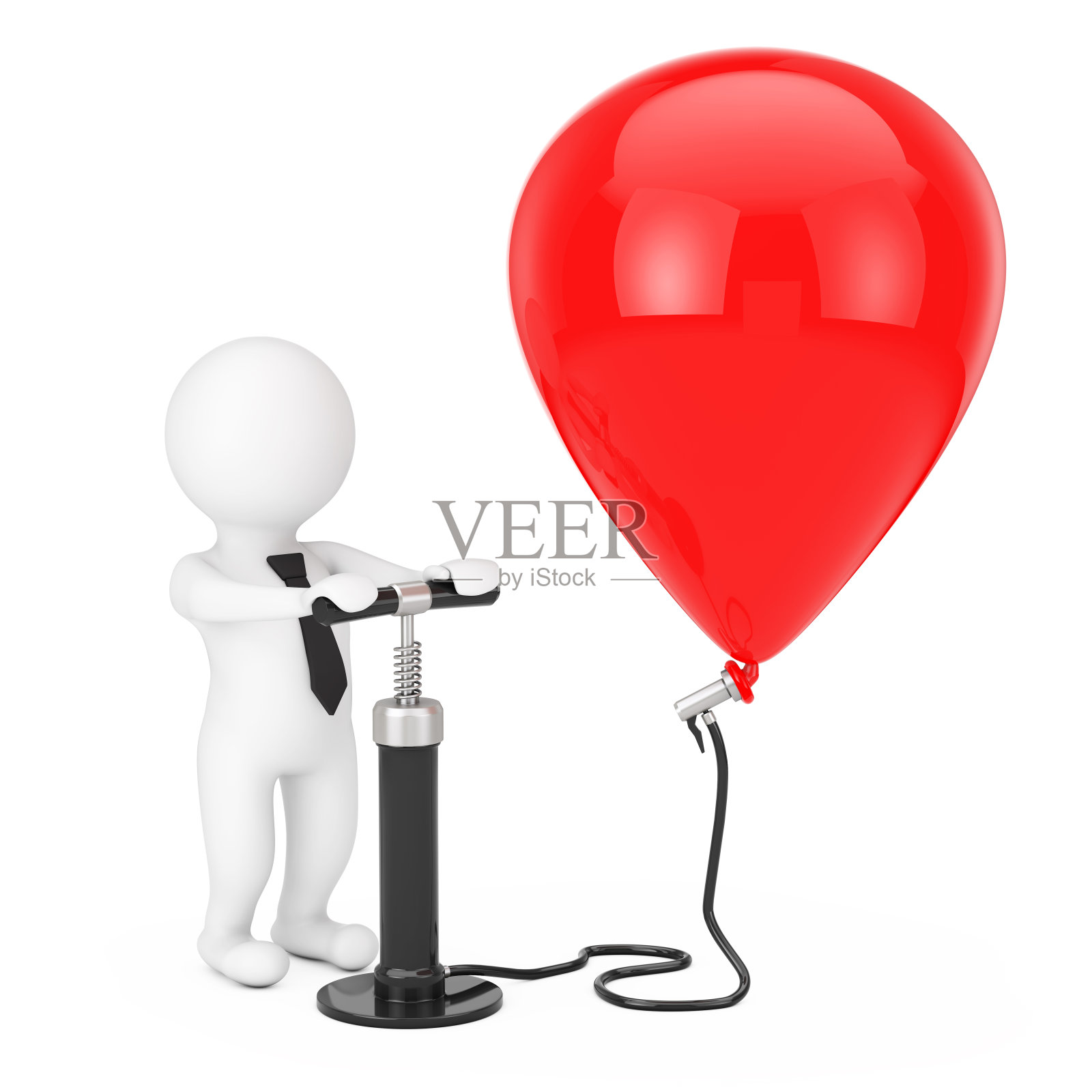 人商人与黑手气泵充气红球照片摄影图片