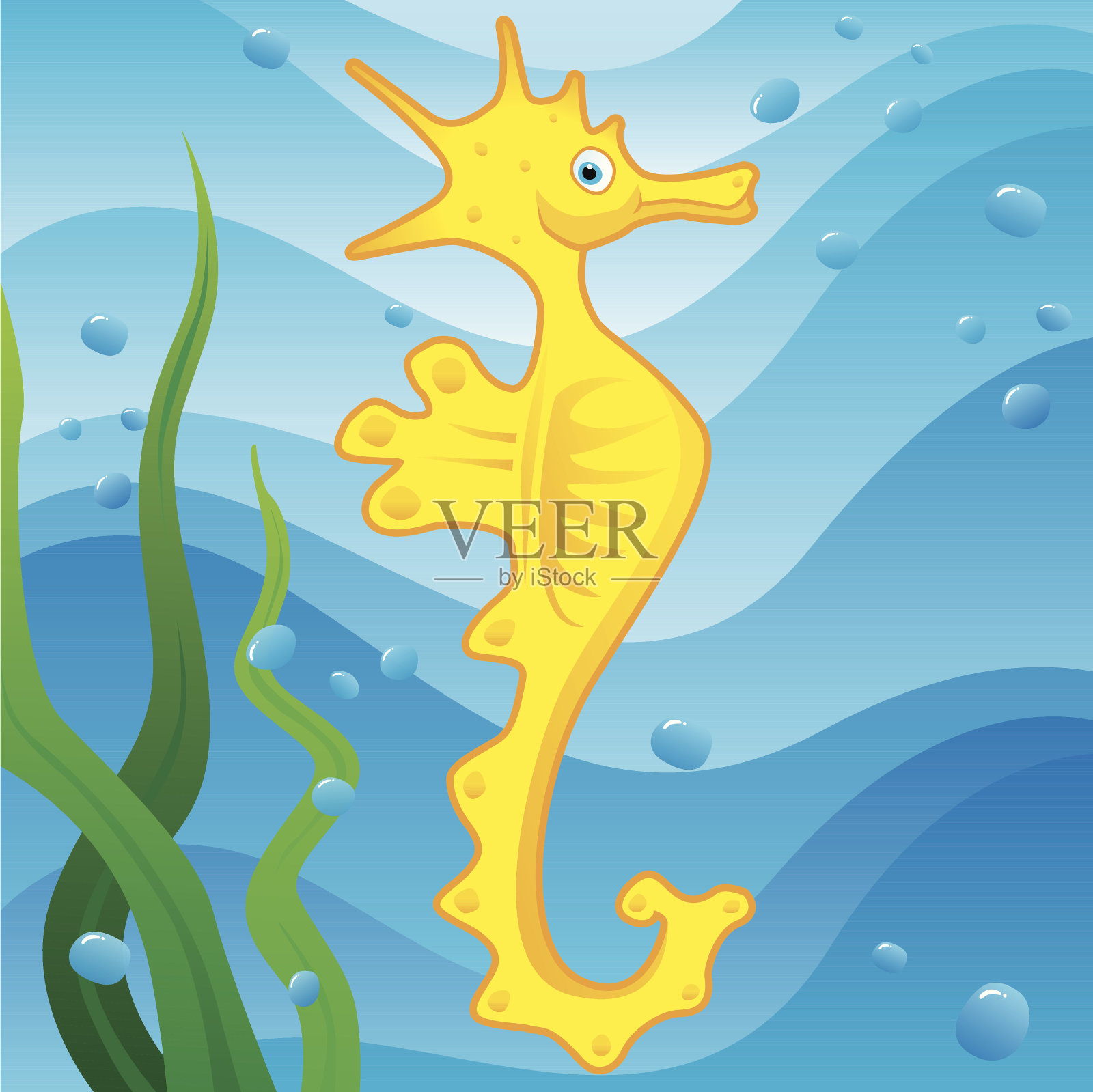 可爱的小海马插画图片素材