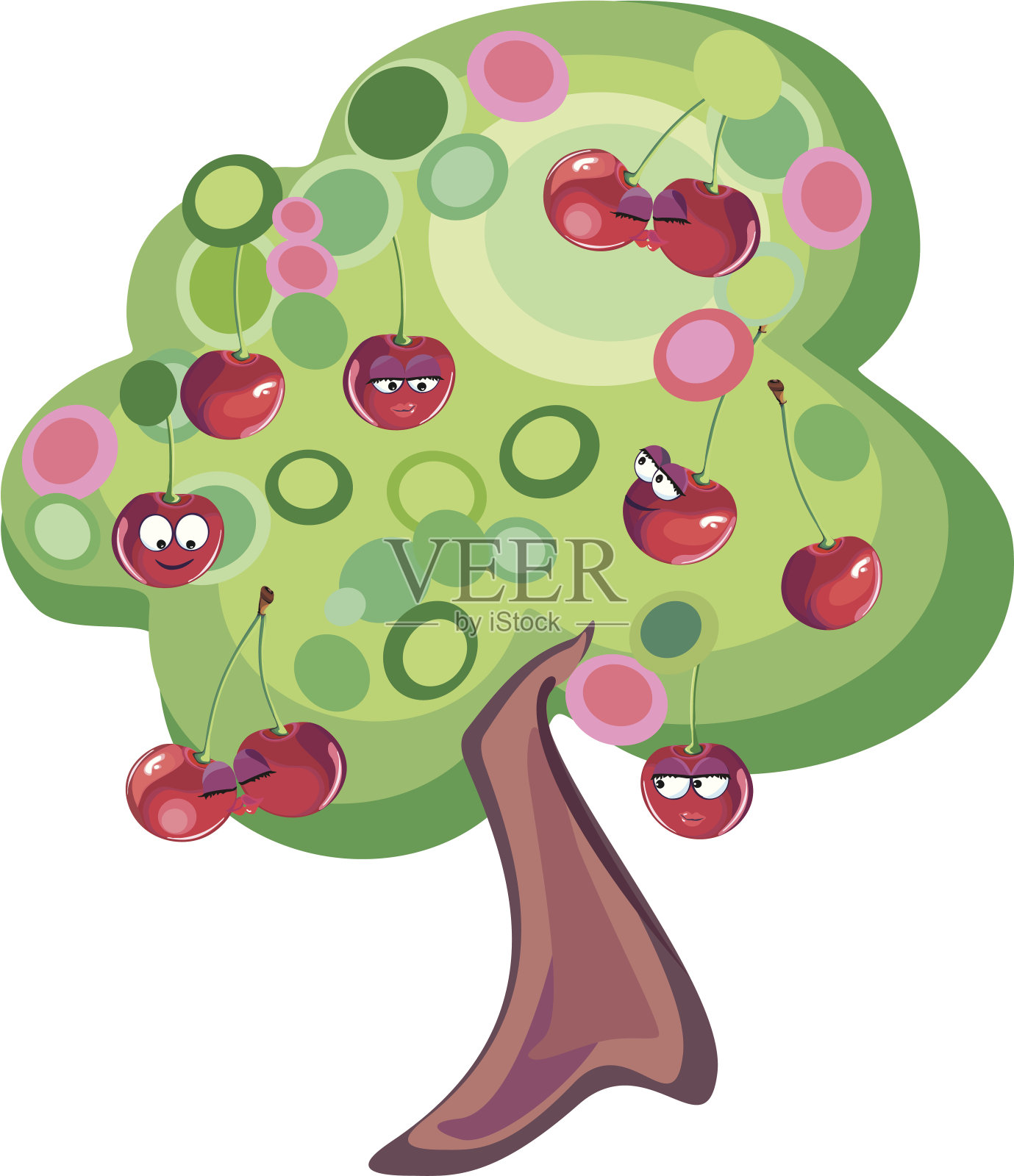 樱桃树插画图片素材