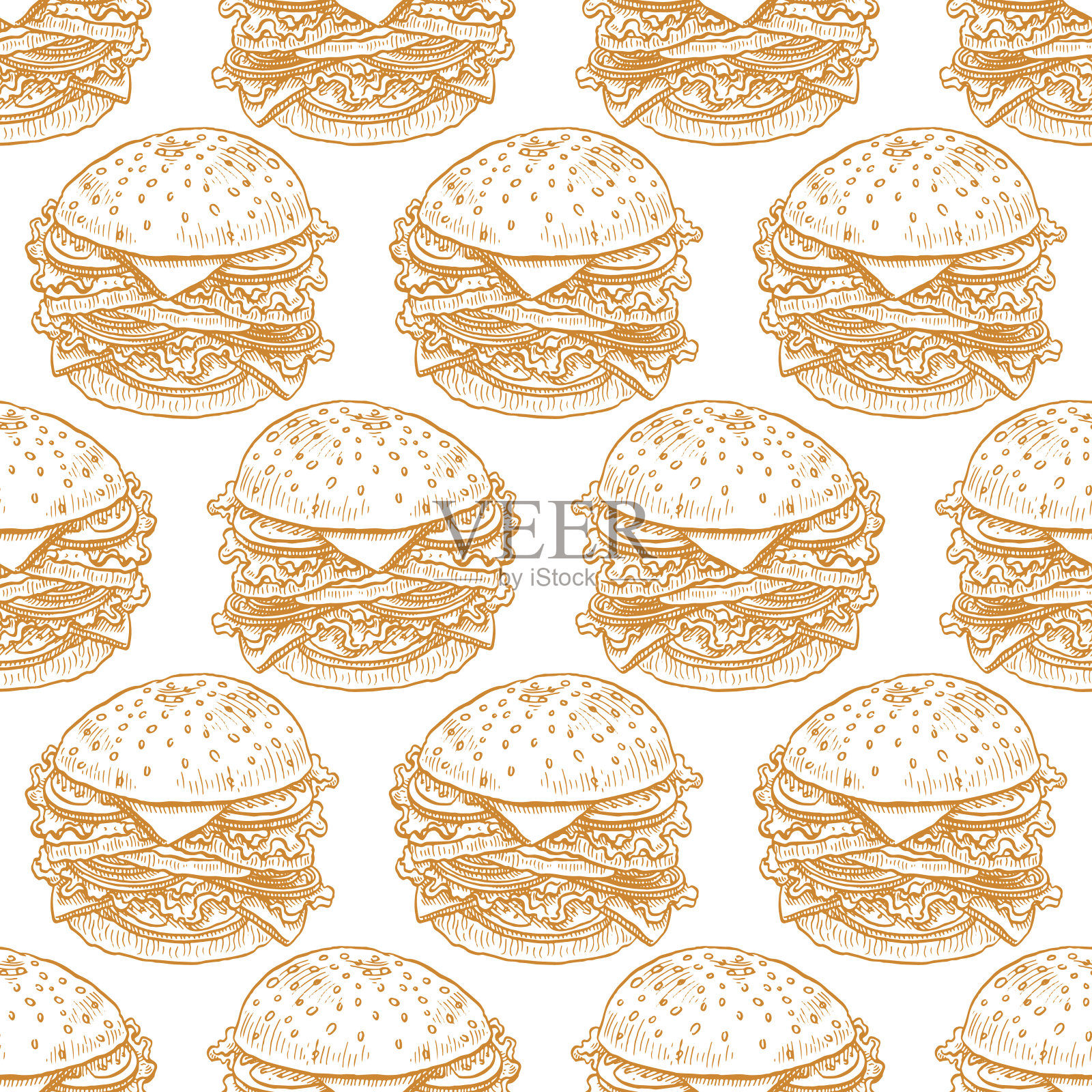 无缝开胃的汉堡包设计元素图片