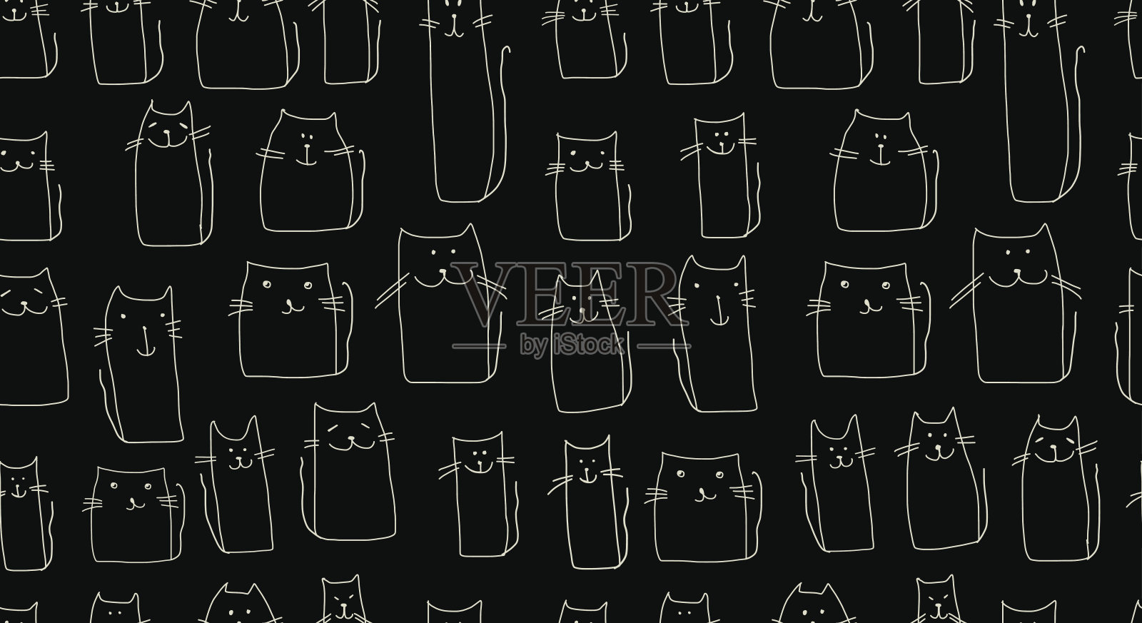 有趣的猫咪家庭，无缝图案为您设计设计元素图片