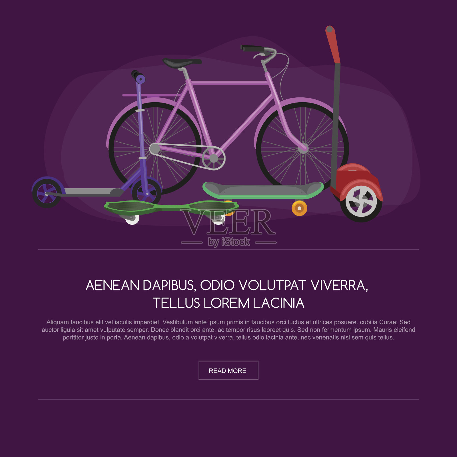 一组自平衡电动滑板车隔离在白色。向量插画图片素材