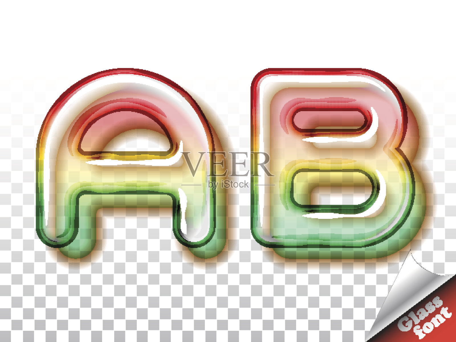 逼真的玻璃字母字体插画图片素材