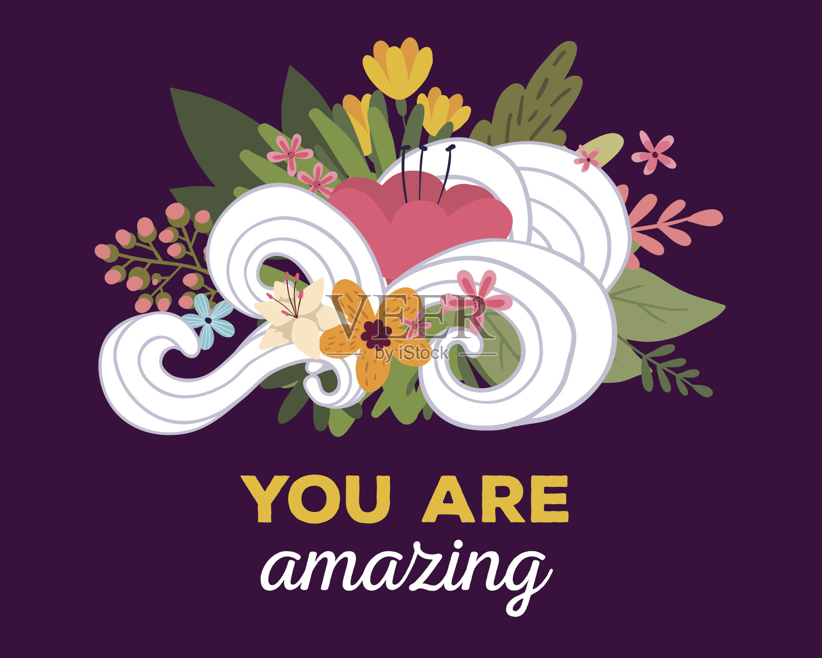 矢量插图花模板与美丽的花，l插画图片素材