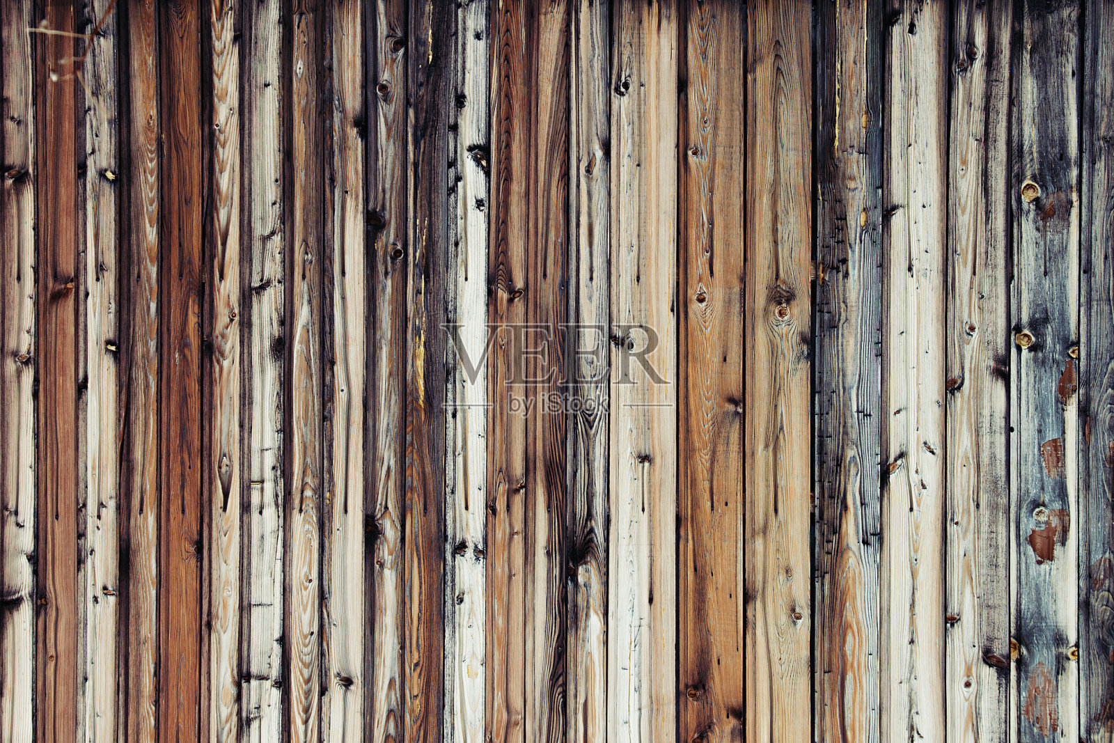 复古的浅米色冷木制背景。五彩缤纷的旧木板。照片摄影图片