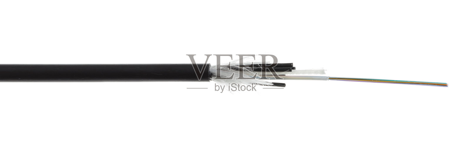 光纤电缆细节隔离在白色照片摄影图片