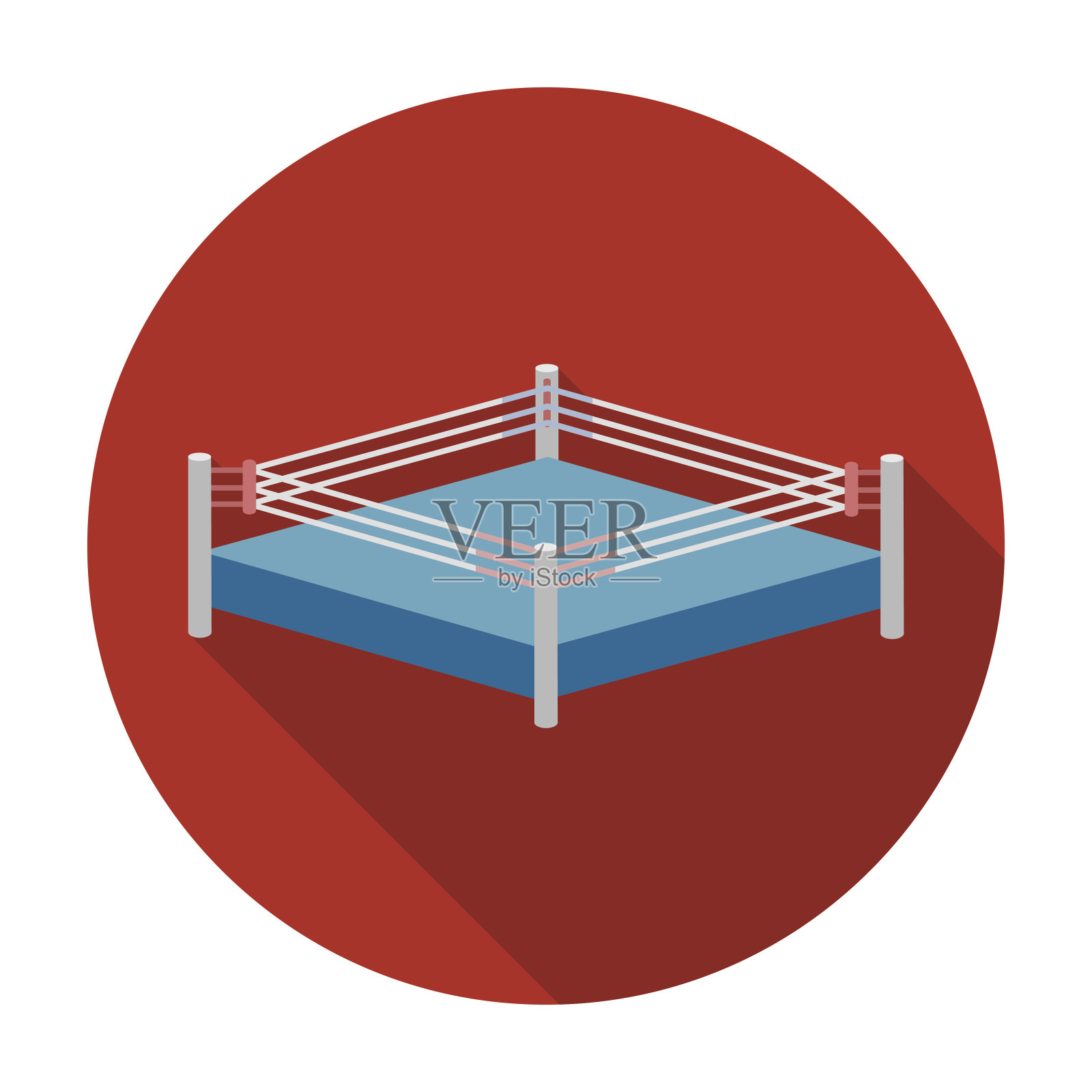 拳击环图标在平面风格孤立的白色背景。插画图片素材