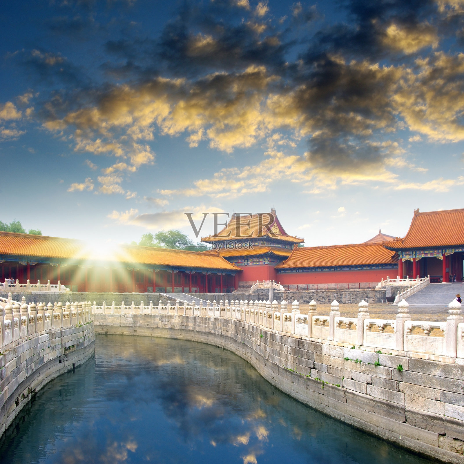中国紫禁城日落河照片摄影图片