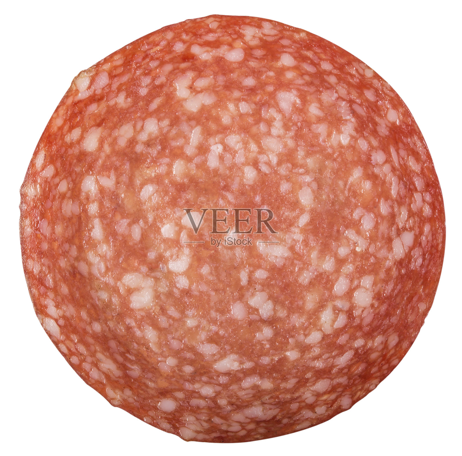 意大利香肠。香肠片孤立于白色照片摄影图片