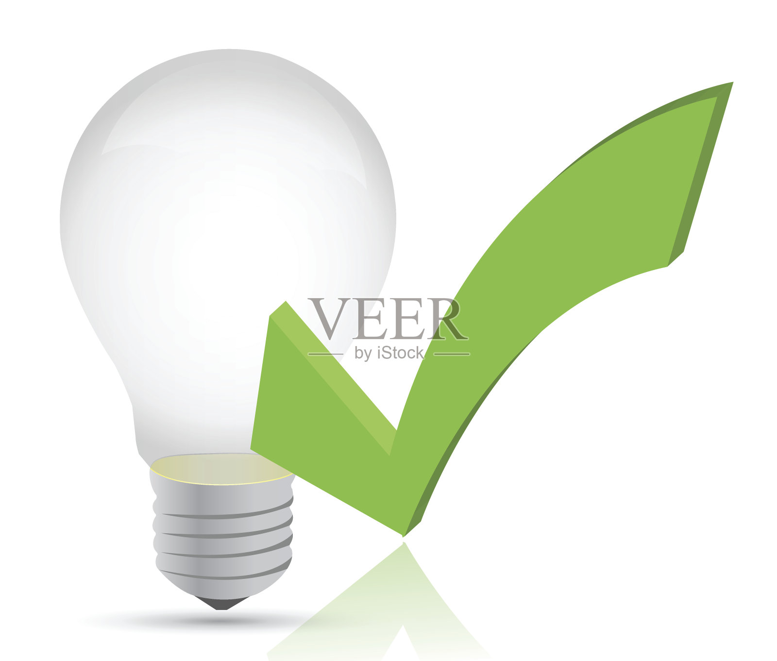 灯泡和检查标志插图设计的白色插画图片素材