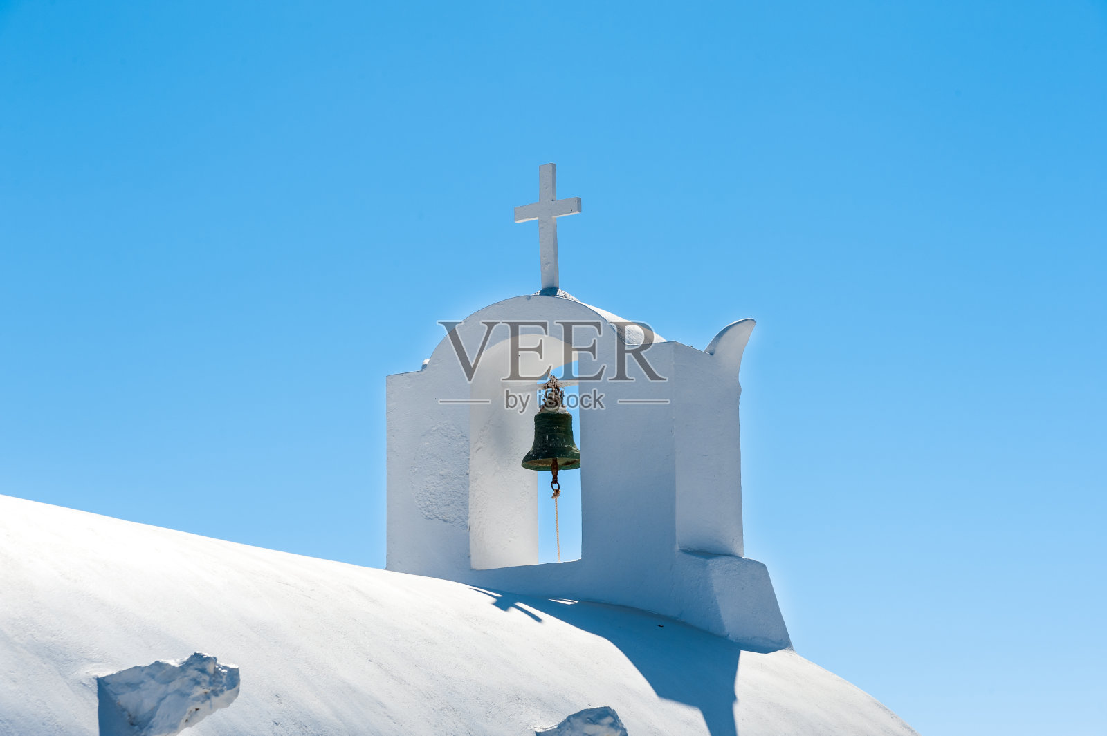 圣托里尼东正教教堂的白色顶照片摄影图片