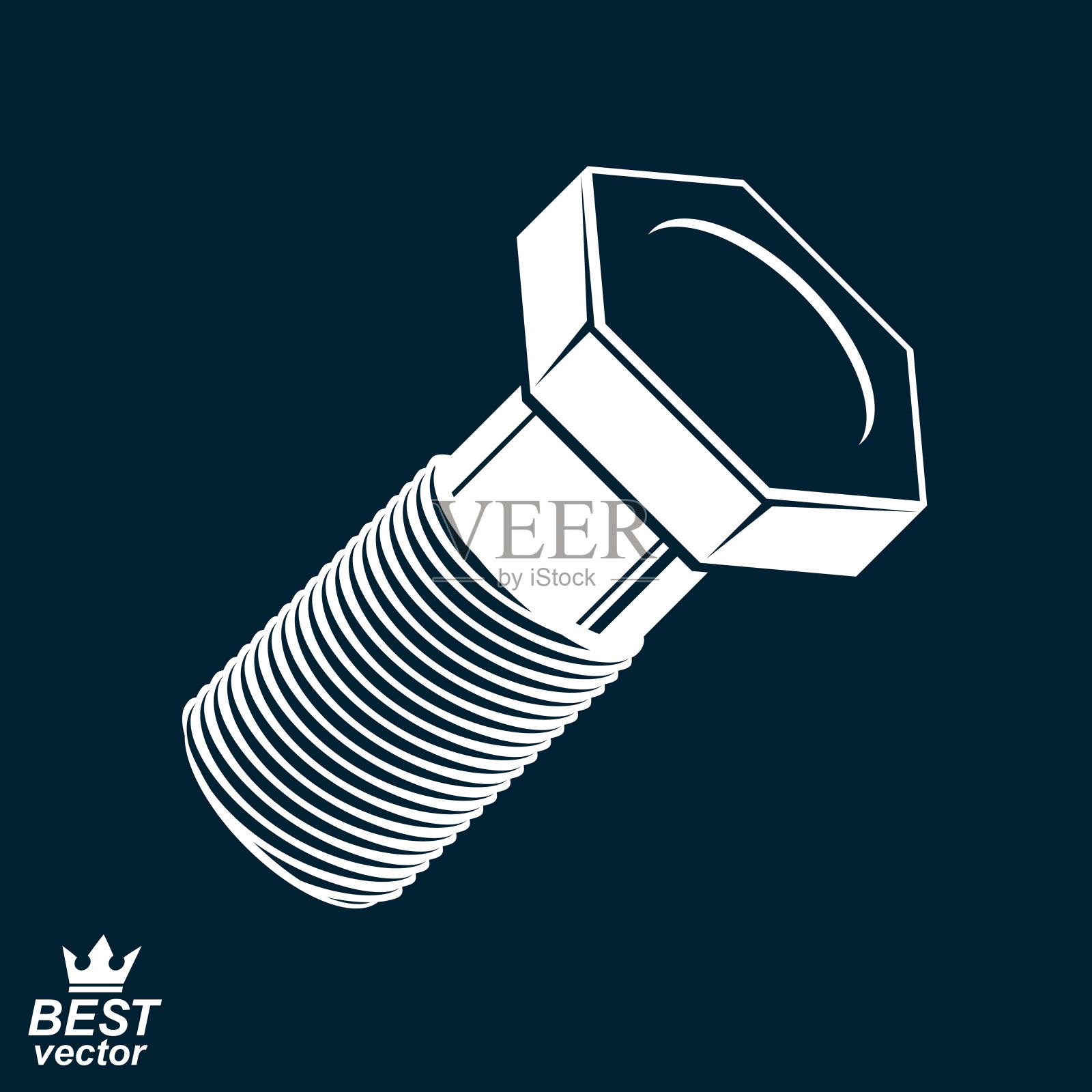 三维矢量经典螺栓。详细的图形工具插画图片素材