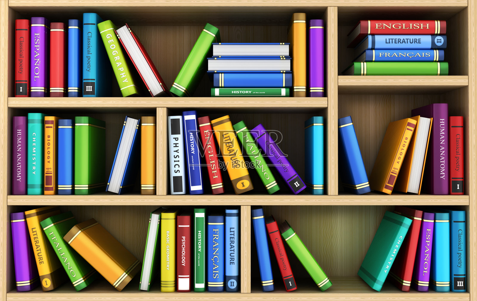 书架和许多书照片摄影图片