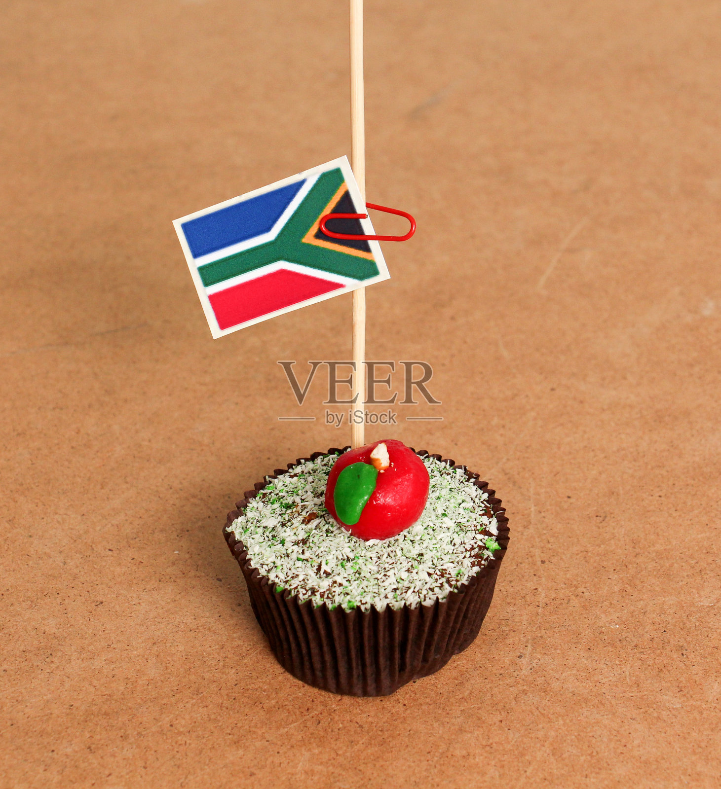 南非国旗在苹果蛋糕上照片摄影图片