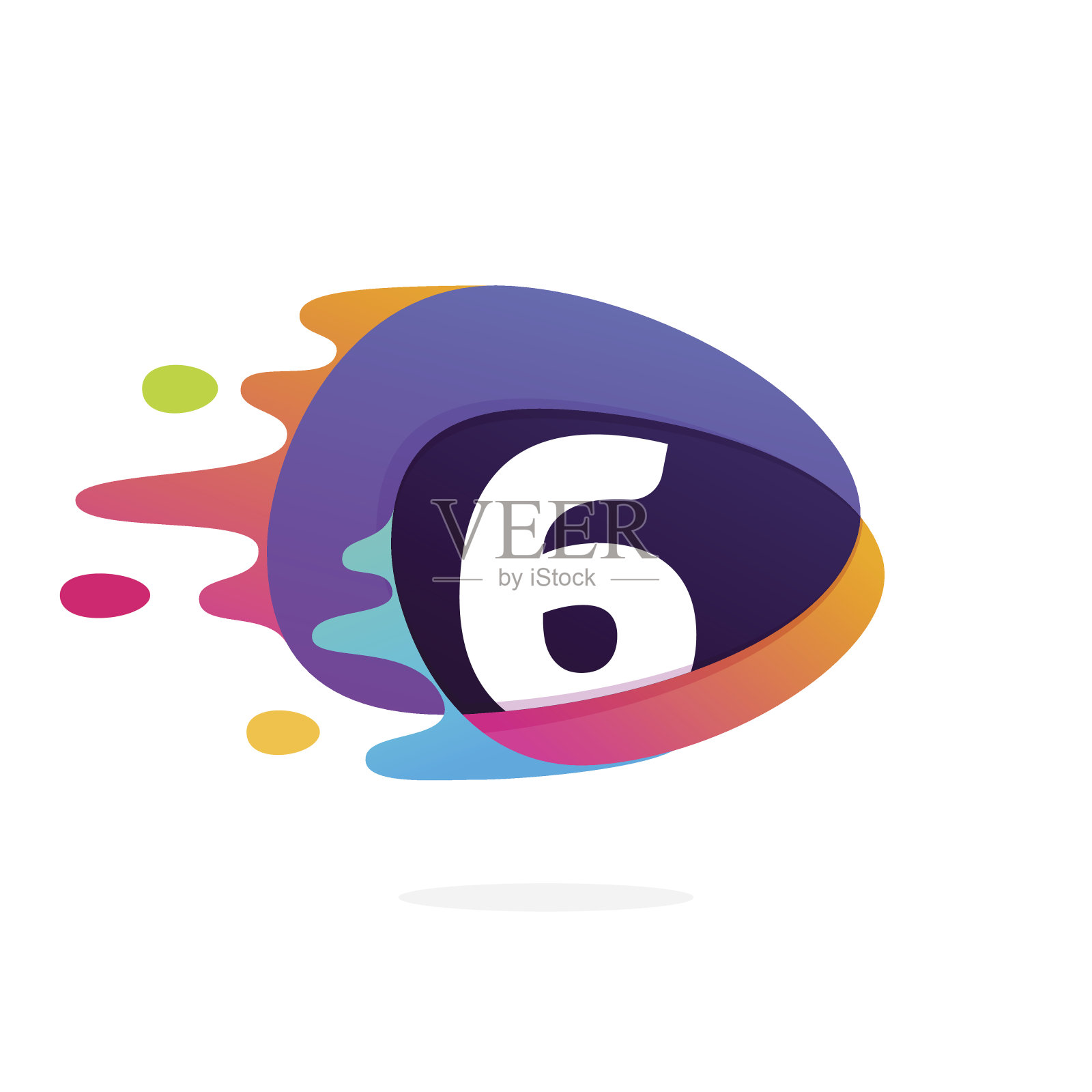 6号在三角形相交图标插画图片素材