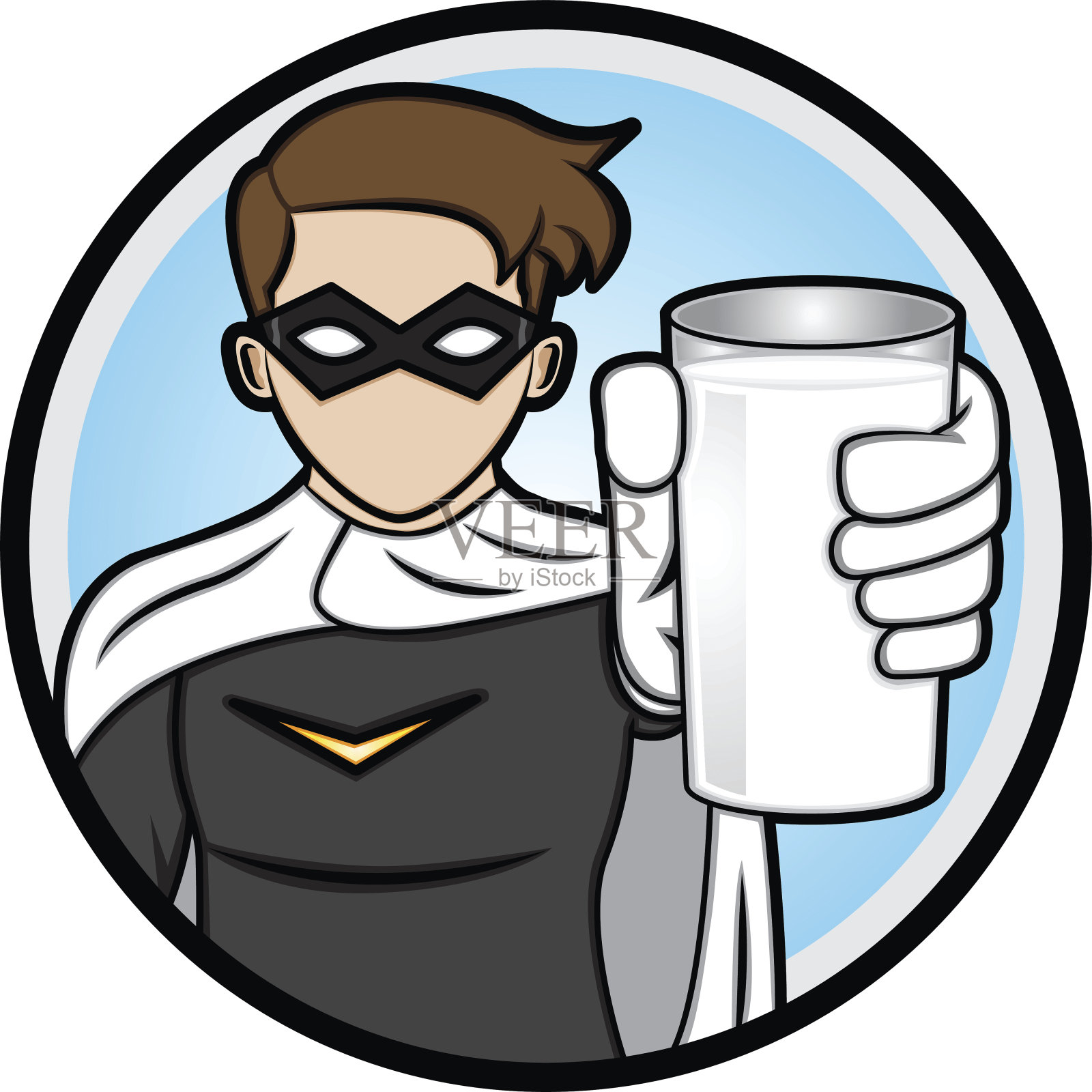 超级英雄展示一杯牛奶插画图片素材