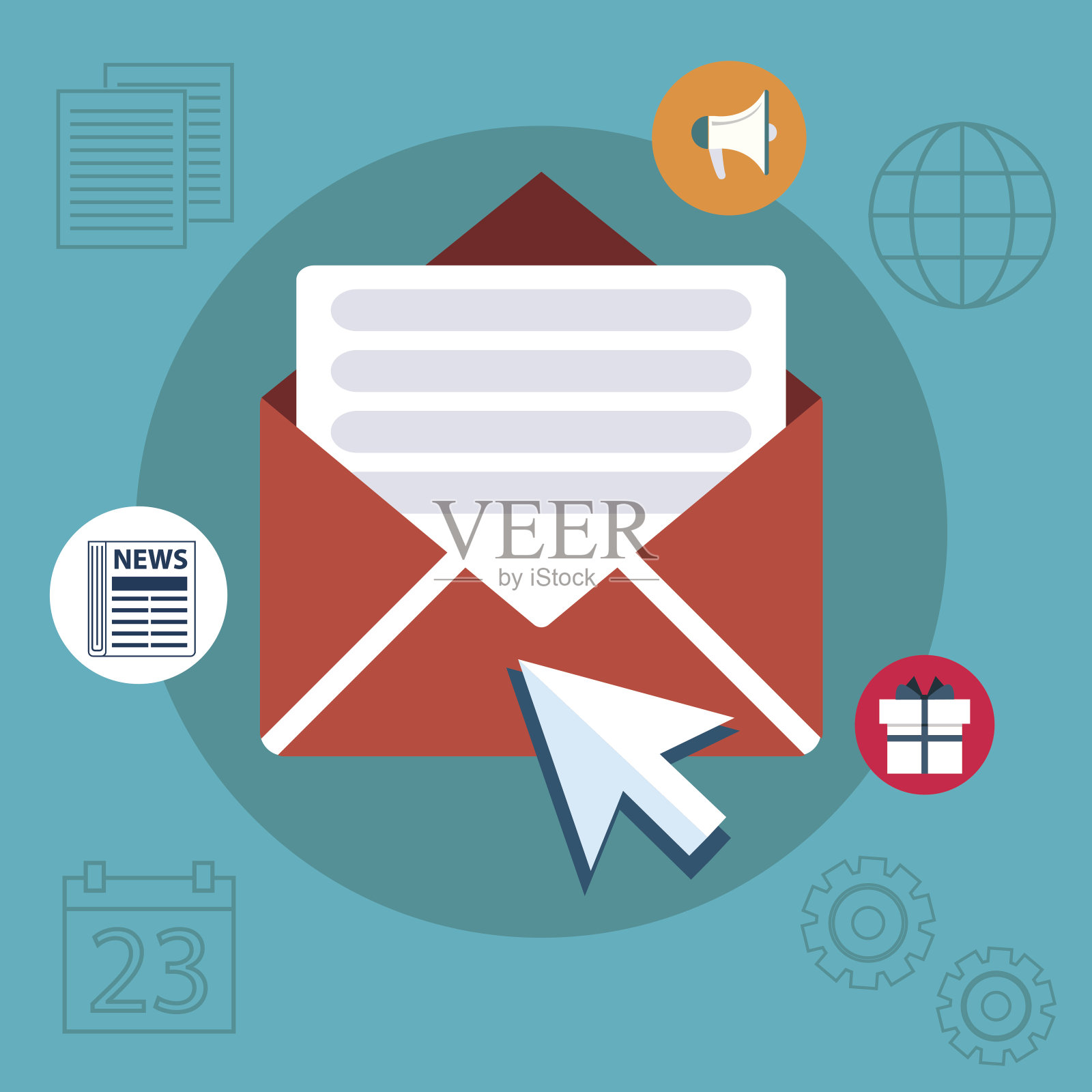 定期通过电子邮件分发新闻出版物插画图片素材