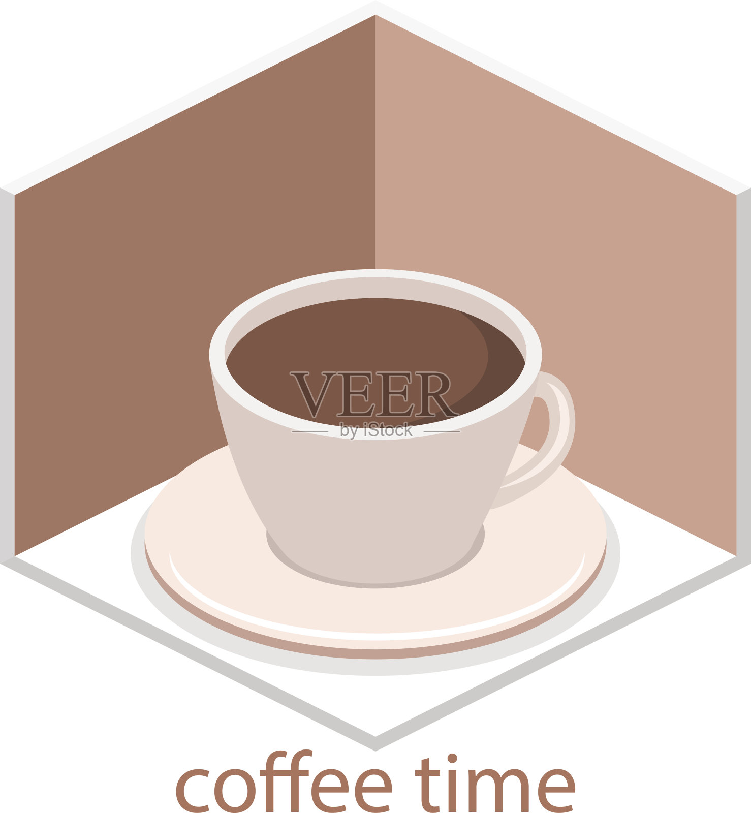 咖啡店内部的等距空间。插画图片素材