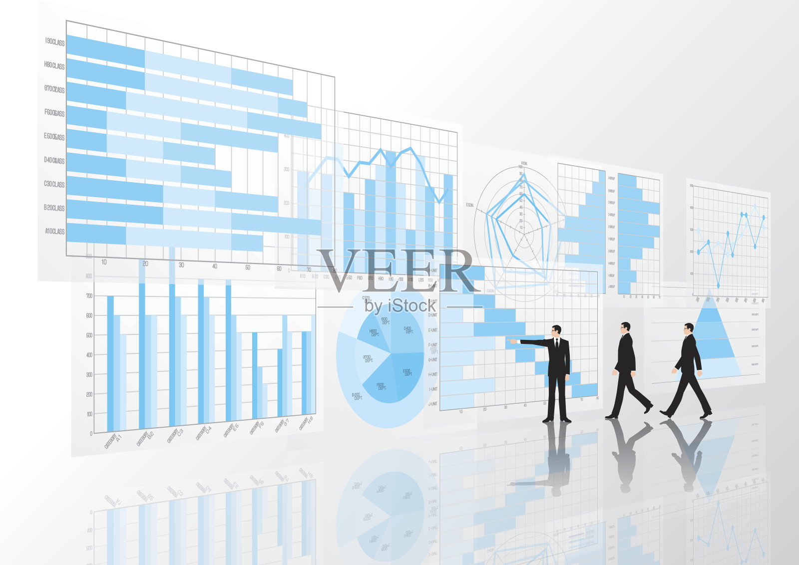 图表，图表和商人。商业形象。插画图片素材