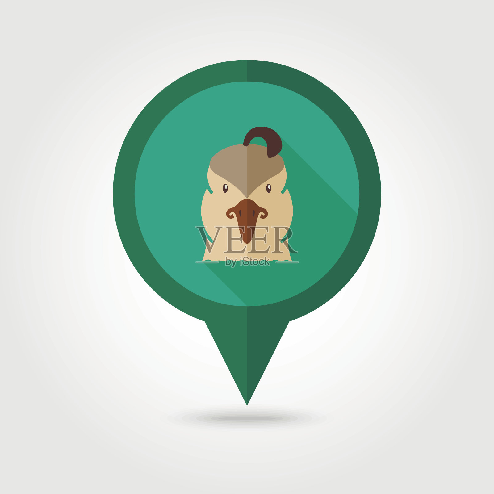 鹌鹑平针地图图标。动物头部矢量符号插画图片素材