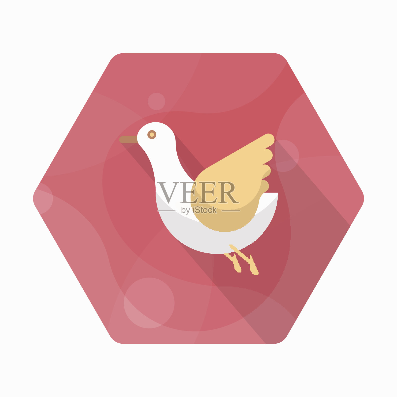 海鸥图标，矢量平面长阴影设计。运输的概念。插画图片素材