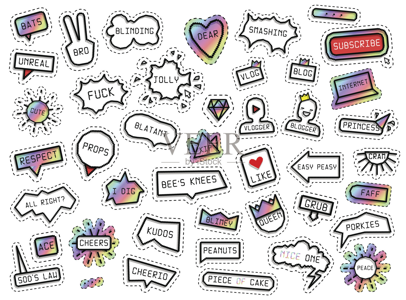 补丁的方式收集。插画图片素材