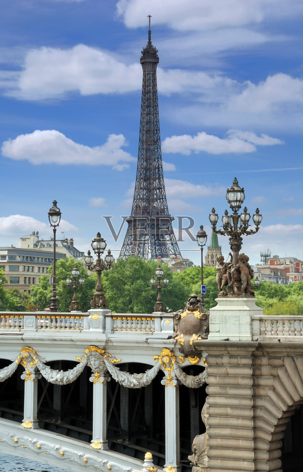 亚历山大三世桥。照片摄影图片