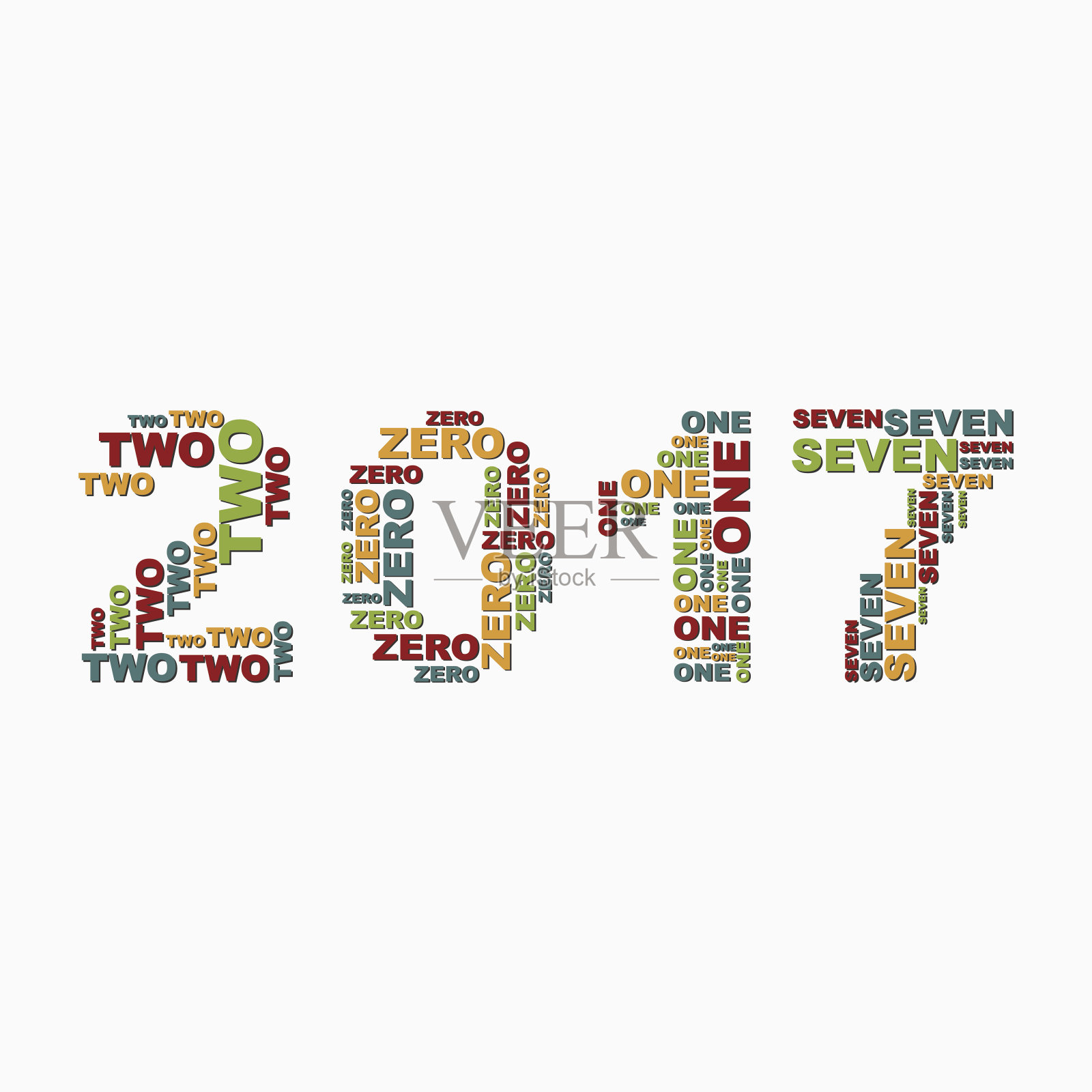圣诞数字为2017年新年之词插画图片素材