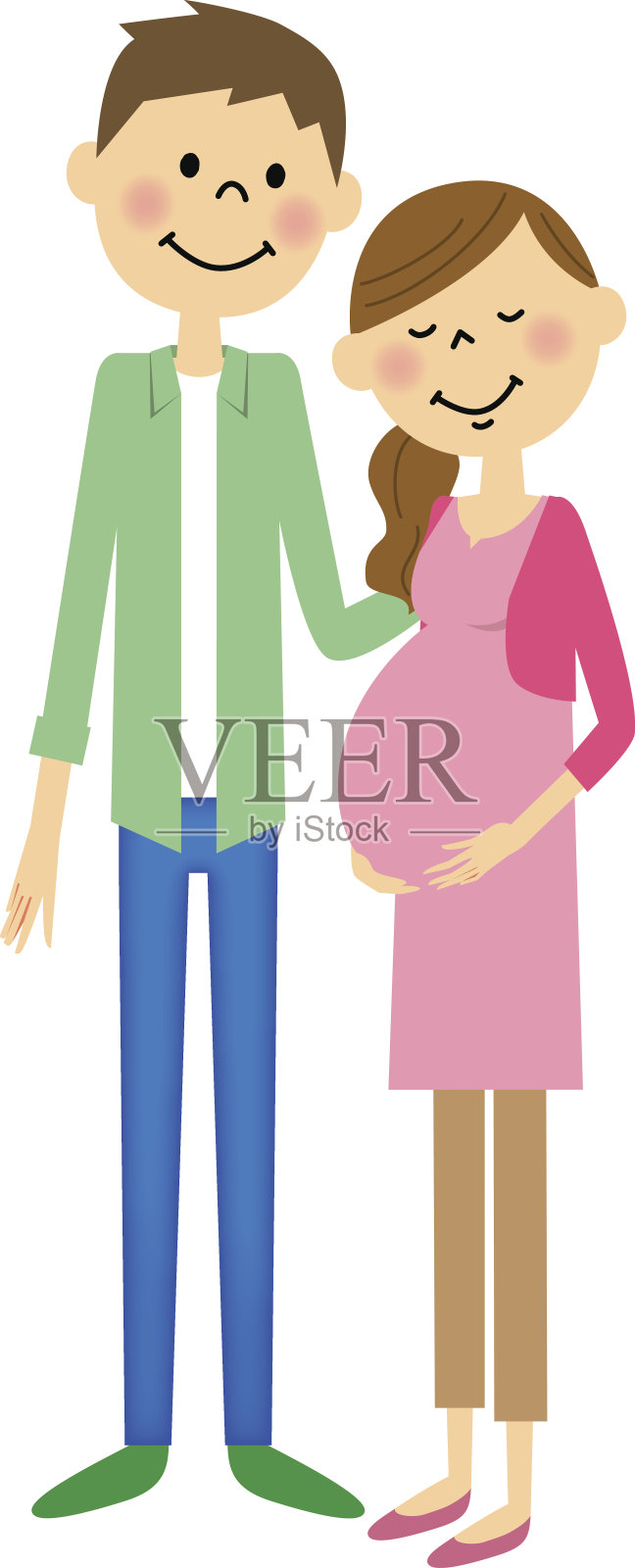 孕妇的妻子和丈夫插画图片素材