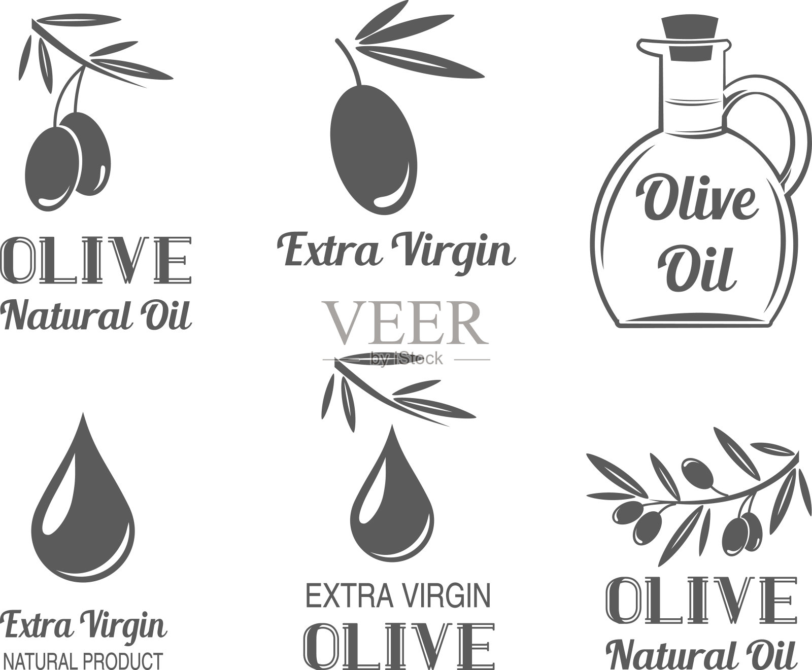 橄榄油标签向量集插画图片素材