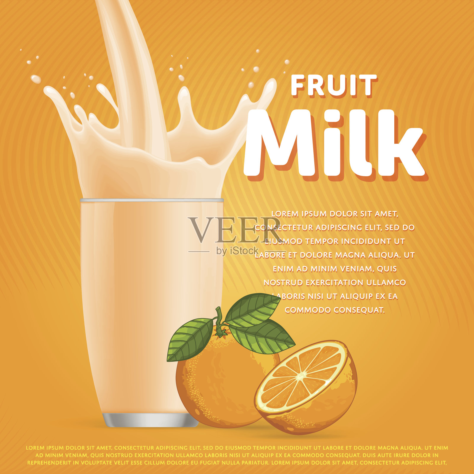 橙甜奶昔，甜点鸡尾酒插画图片素材