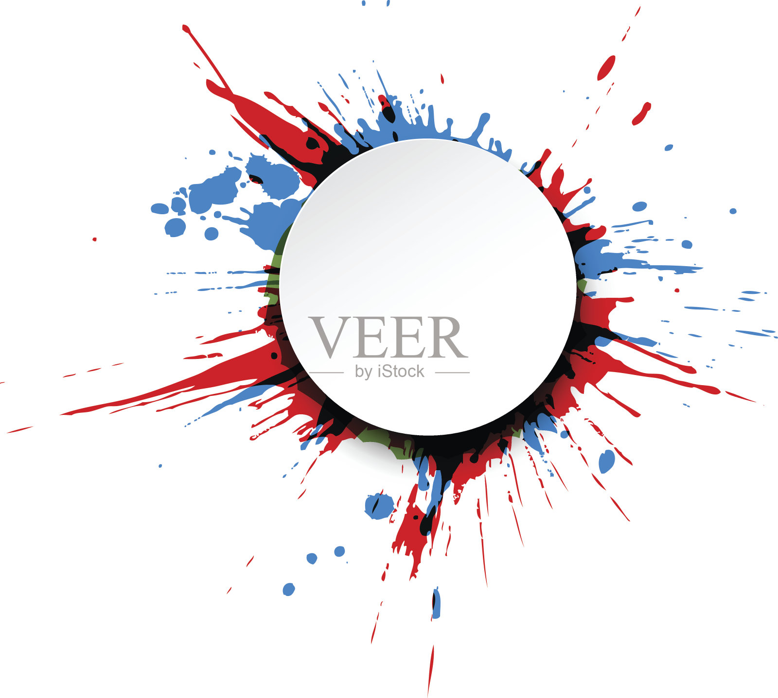 圆纸上注墨溅。插画图片素材